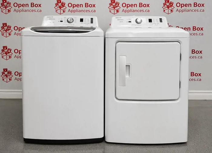 Used Insignia 27″ Top Load Washer and Dryer NS-TWM41WH8A, NS-FDRE67WH8A-C For Sale